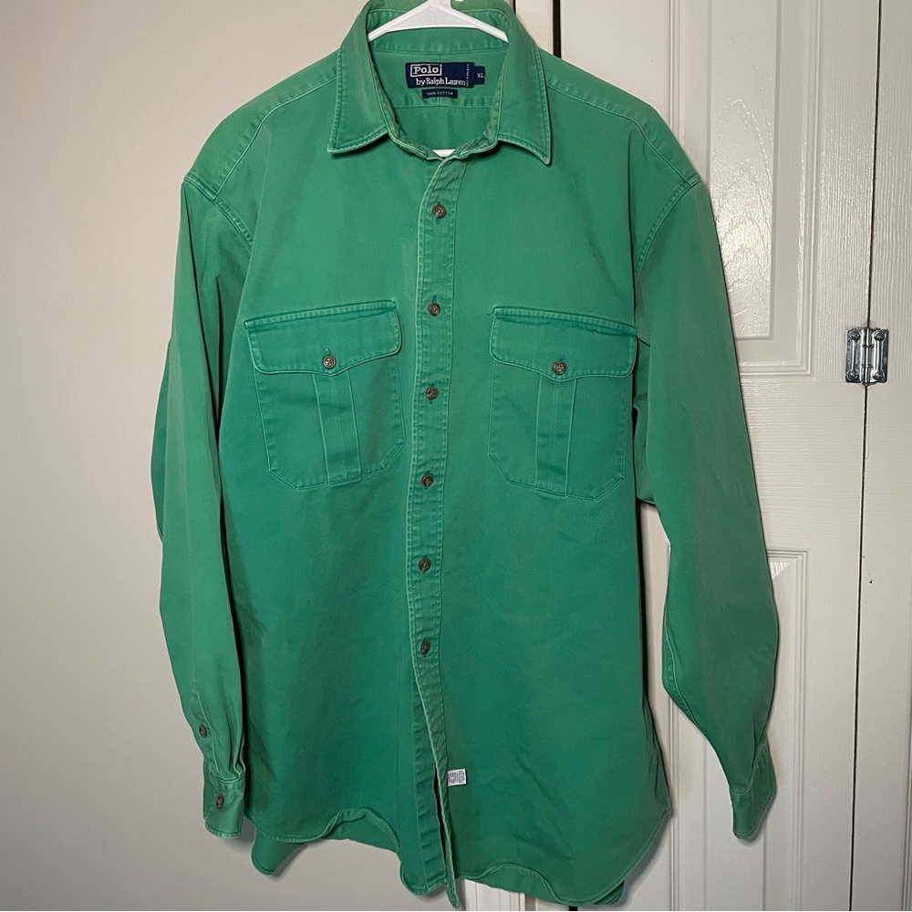 Polo by Ralph Lauren green heavyweight cotton shirt size XL
